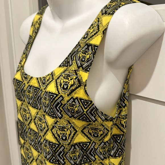 H & M Bright Yellow and Black Tiger Print Mini Tank Dress - Picture 4 of 13